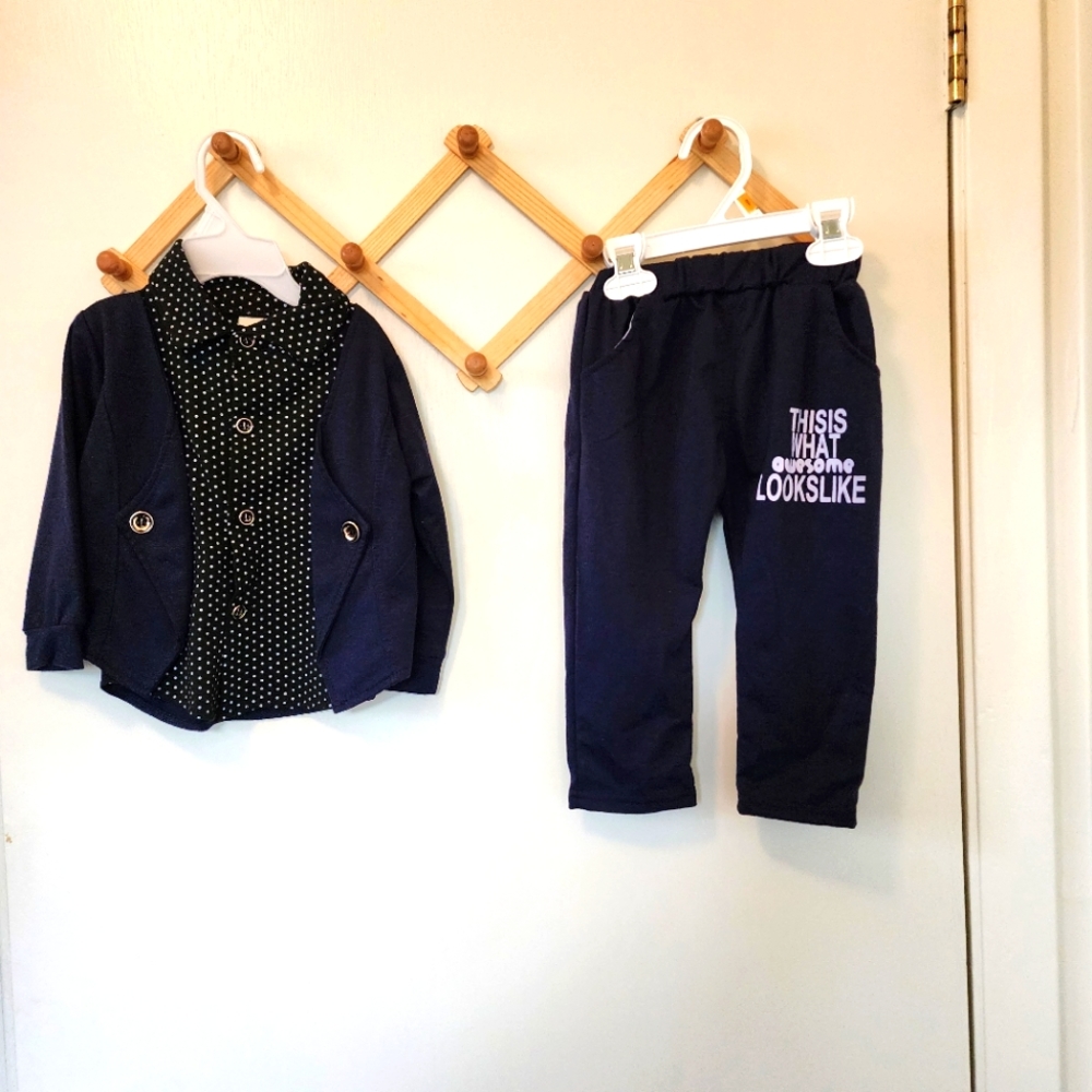 Baby boy 2T blue grafic pants and shirt set. New with out tags